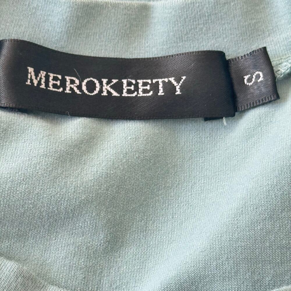 MEROKEETY Short Sleeve Crew Neck Mint T-Shirt Dress Tie Waist Ruched Dress Sz S - Picture 6 of 11